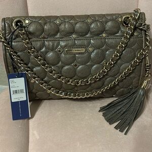 NWT: Rebecca Minkoff Quilted Shoulder Bag in Metallic Brown Green
